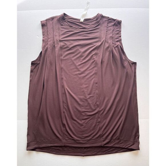 Lululemon Modal Pleated Shoulder Tank Top French Press W1DD1S Size 10 Flowy EUC - Picture 3 of 9